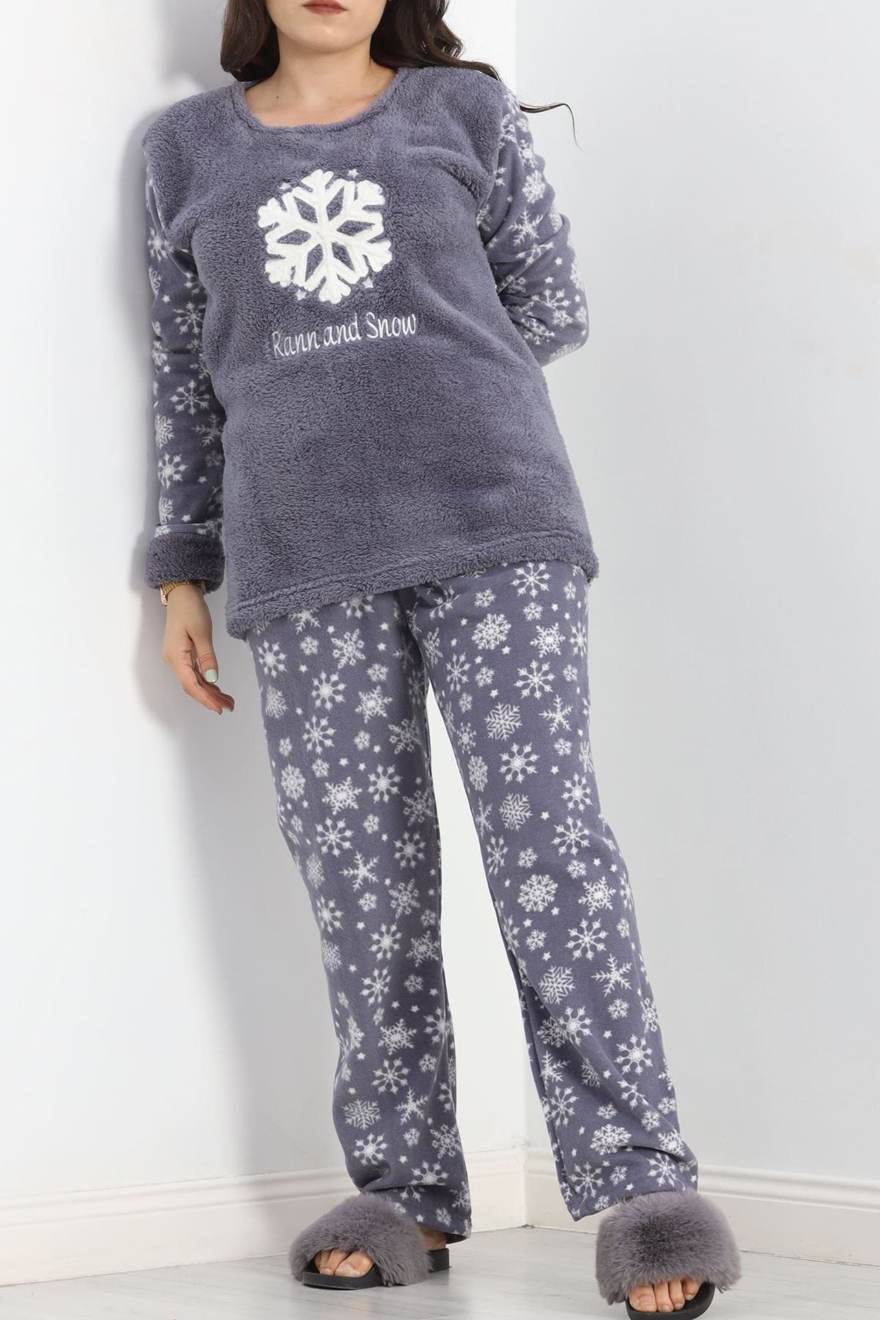 Battal Polar Pijama Takımı Füme