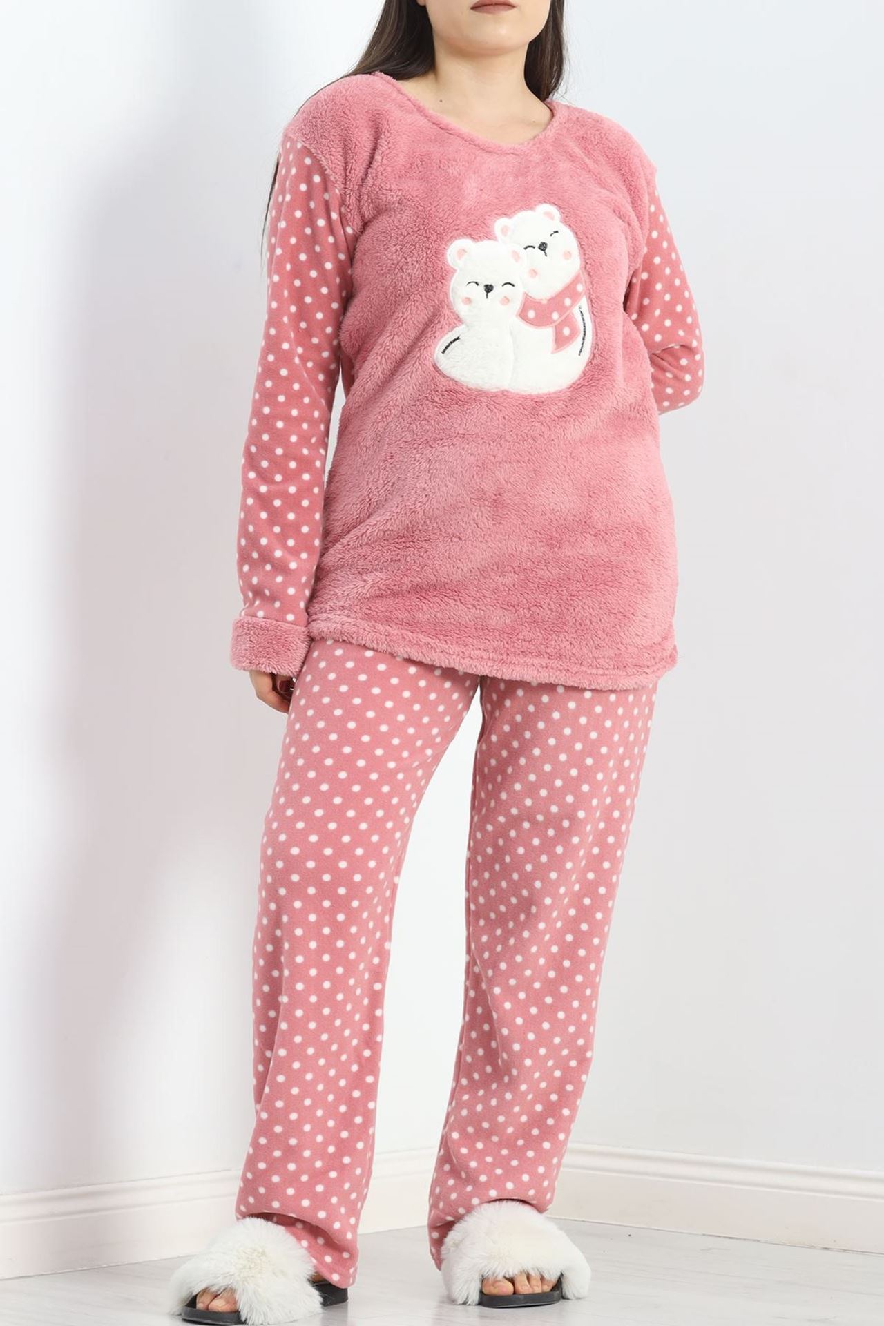 Battal Polar Pijama Takımı Pembe1