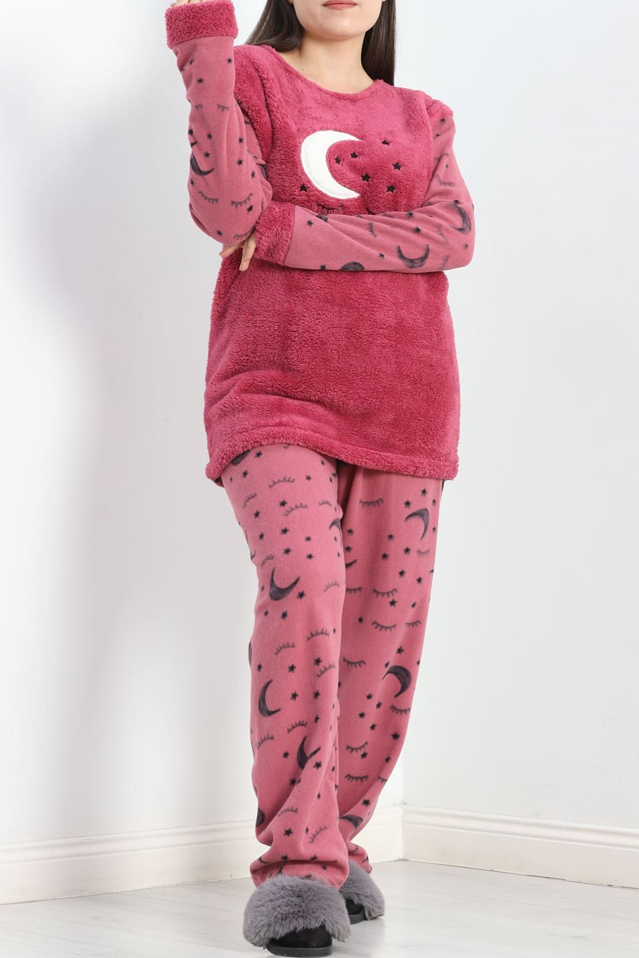 Battal Polar Pijama Takımı Açıkmor