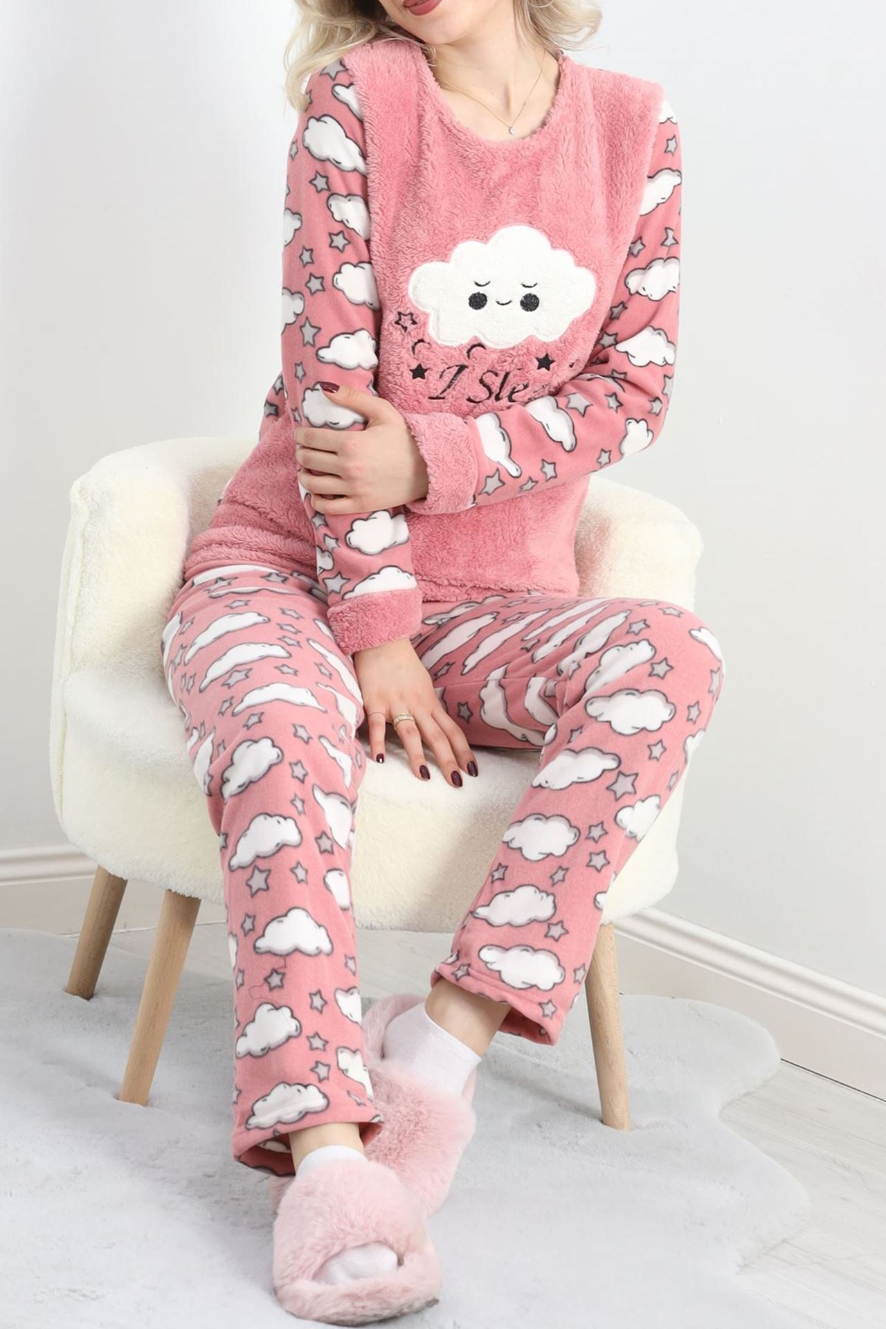 Polar Pijama Takımı Pudrabeyaz